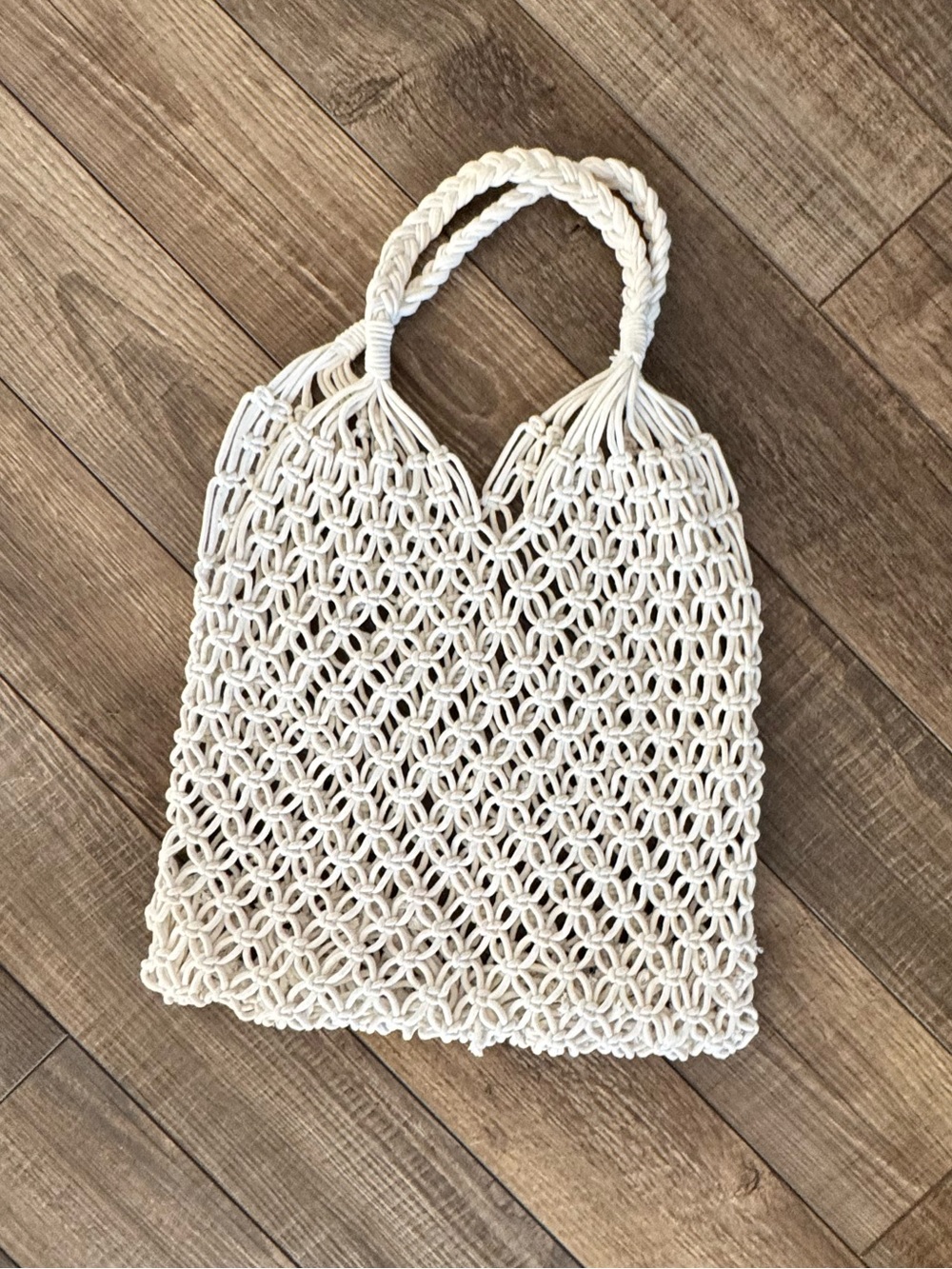 Handmade Cream Macramé Tote Bag